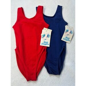 Body Wrappers Girls Tank Leotard Bundle Red Blue Style 115 Size 6X-7 2 Pack
